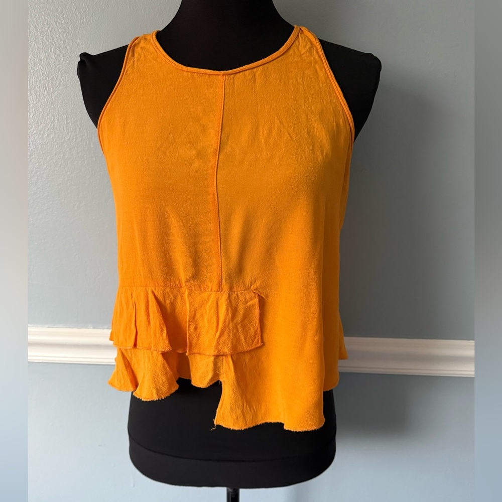 Zara Orange Ruffle Camisole Top